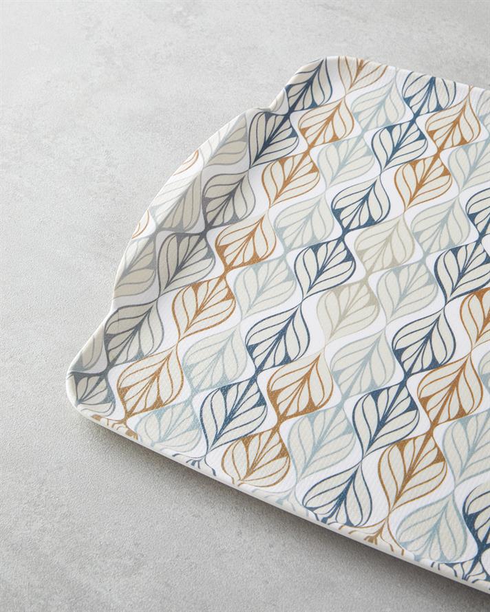 Cosy Stripe Melamin Kaydırmaz 2li Tepsi 42x31 cm + 25x38 cm Mavi