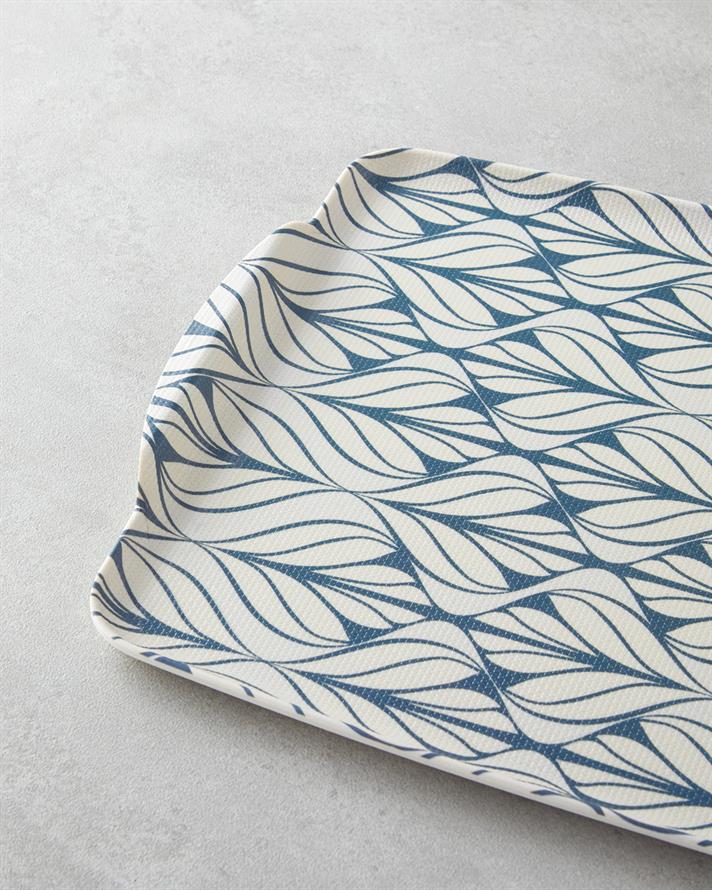 Cosy Stripe Melamin Kaydırmaz 2li Tepsi 42x31 cm + 25x38 cm Mavi