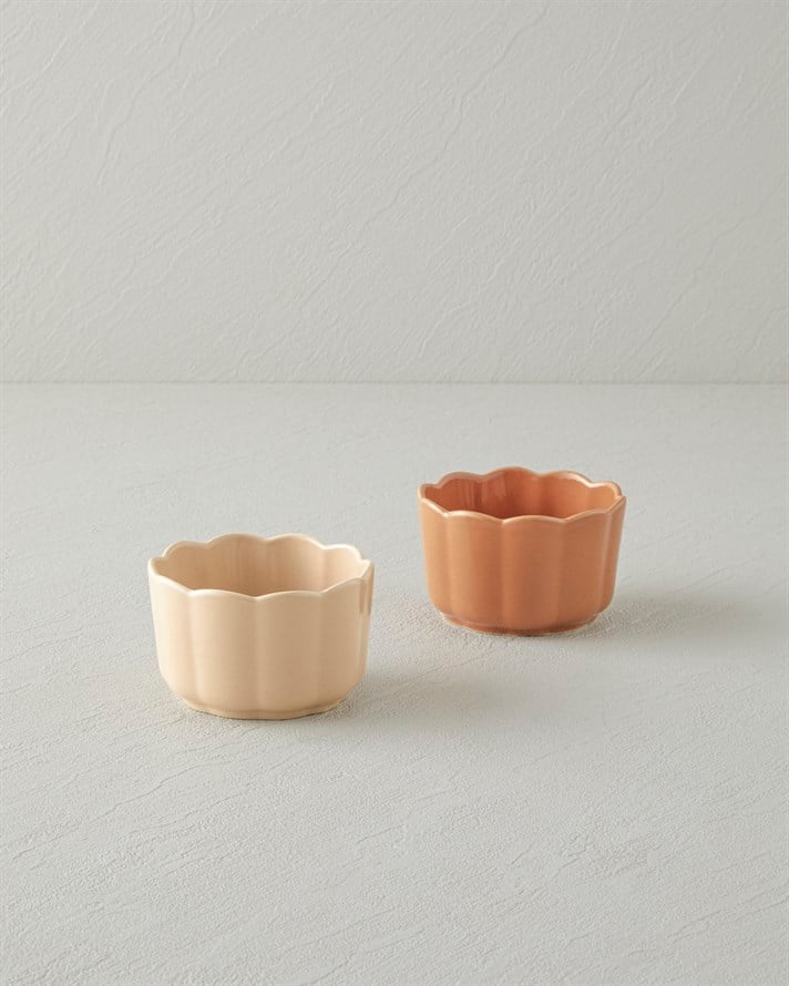 Cottage Stoneware 2’li Sufle Fırın Kabı 9 – 9 cm Koyu Pembe – Açık Pembe