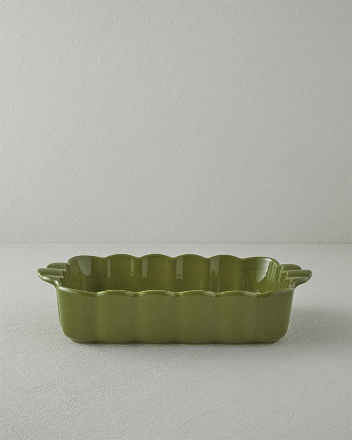 Cottage Stoneware Dikdörtgen Fırın Kabı 39,5x24,5 cm Koyu Yeşil