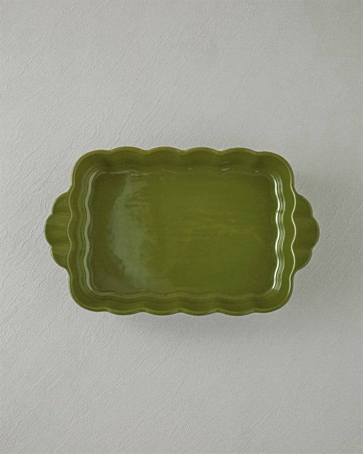 Cottage Stoneware Dikdörtgen Fırın Kabı 39,5x24,5 cm Koyu Yeşil
