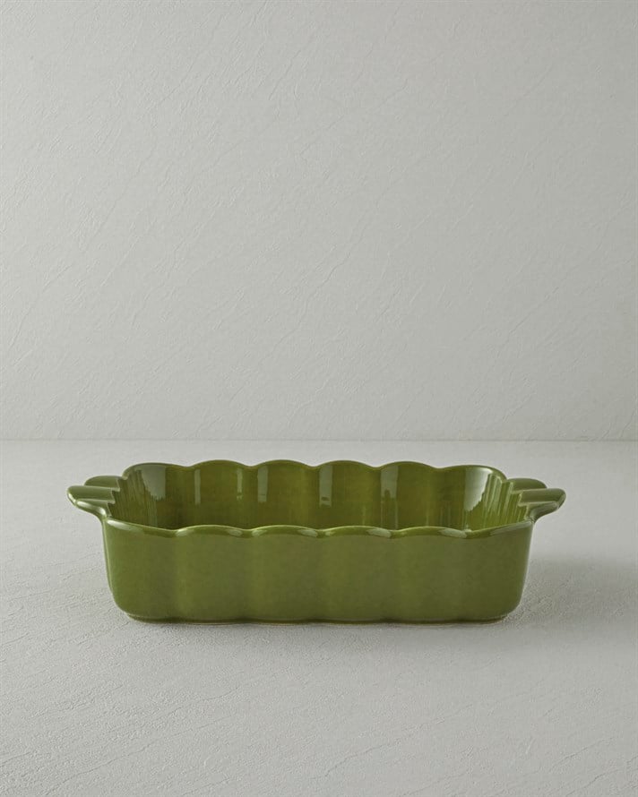 Cottage Stoneware Dikdörtgen Fırın Kabı 39,5x24,5 cm Koyu Yeşil