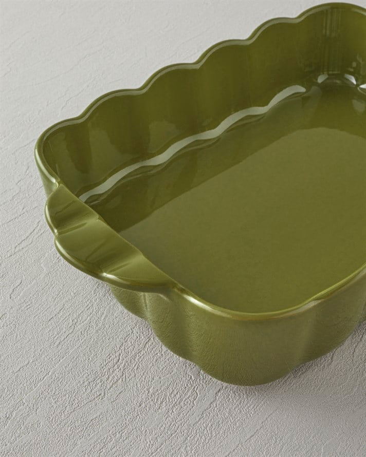 Cottage Stoneware Dikdörtgen Fırın Kabı 39,5x24,5 cm Koyu Yeşil