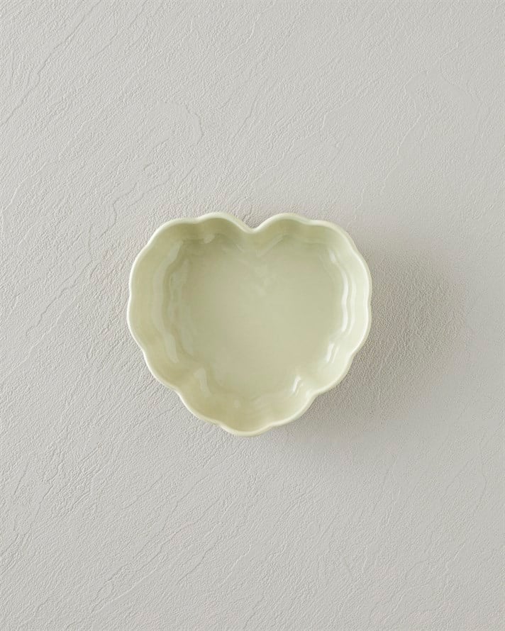 Cottage Stoneware Kalp Fırın Kabı 14,5x13,5 cm Açık Yeşil