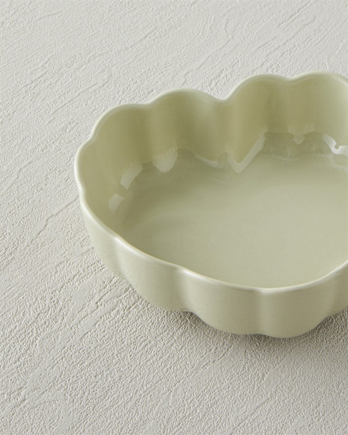 Cottage Stoneware Kalp Fırın Kabı 14,5x13,5 cm Açık Yeşil