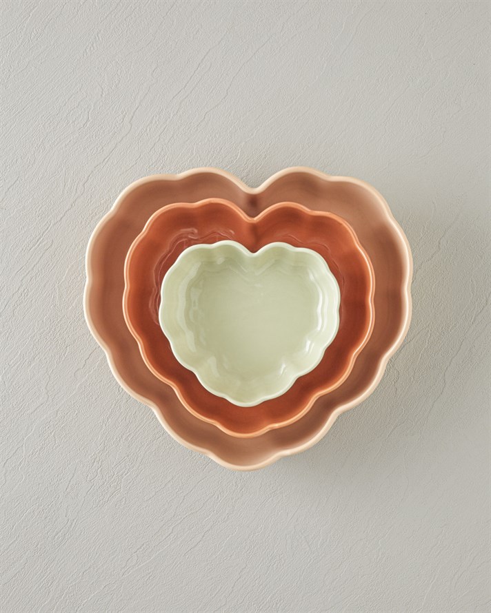 Cottage Stoneware Kalp Fırın Kabı 14,5x13,5 cm Açık Yeşil