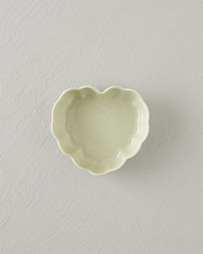 Cottage Stoneware Kalp Fırın Kabı 14,5x13,5 cm Açık Yeşil