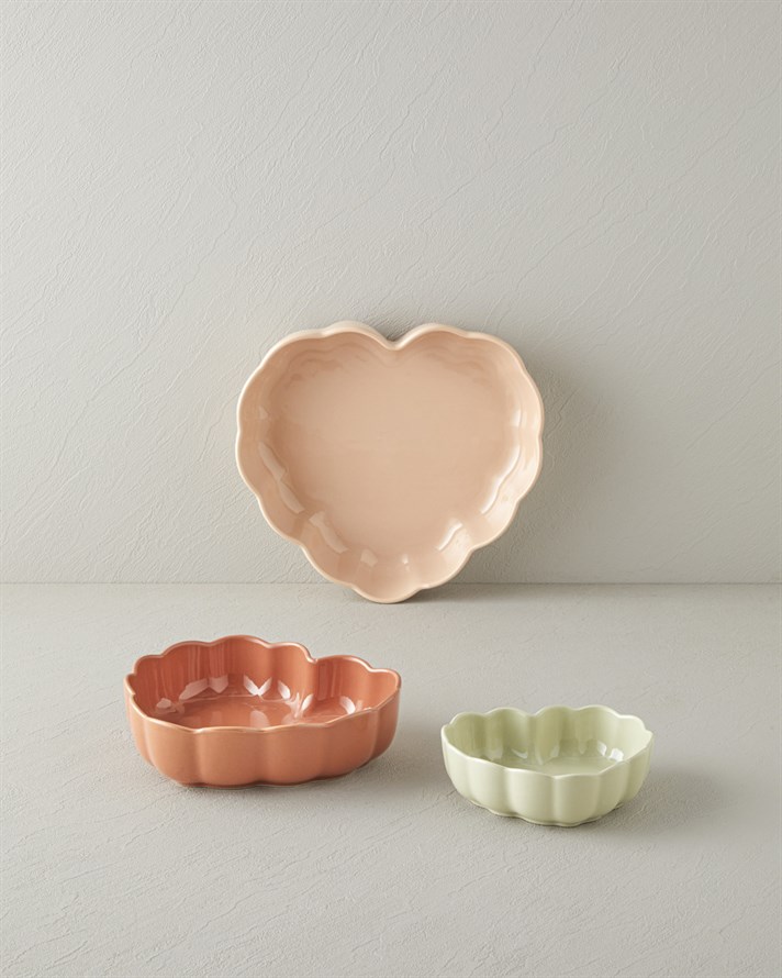 Cottage Stoneware Kalp Fırın Kabı 14,5x13,5 cm Açık Yeşil
