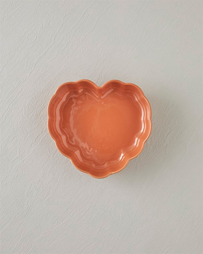 Cottage Stoneware Kalp Fırın Kabı 20,5x19 cm Koyu Pembe