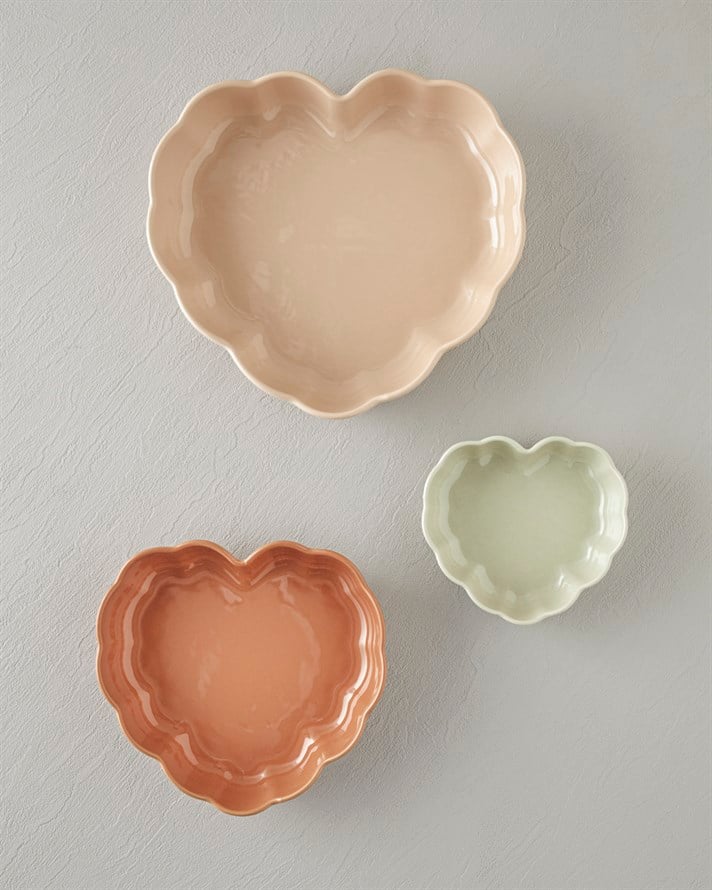 Cottage Stoneware Kalp Fırın Kabı 20,5x19 cm Koyu Pembe