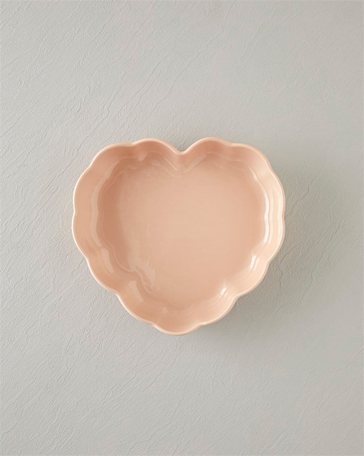 Cottage Stoneware Kalp Fırın Kabı 26,5x24,5 cm Açık Pembe