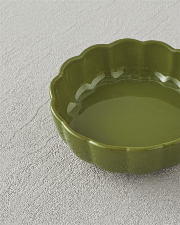 Cottage Stoneware Yuvarlak Fırın Kabı 13x4 cm Koyu Yeşil