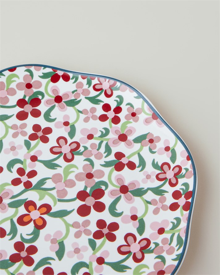 Country Bloom New Bone Pasta Tabağı 20 cm Kırmızı-Pembe