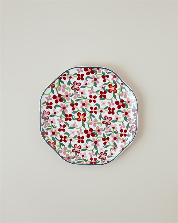 Country Bloom New Bone Pasta Tabağı 20 cm Kırmızı-Pembe