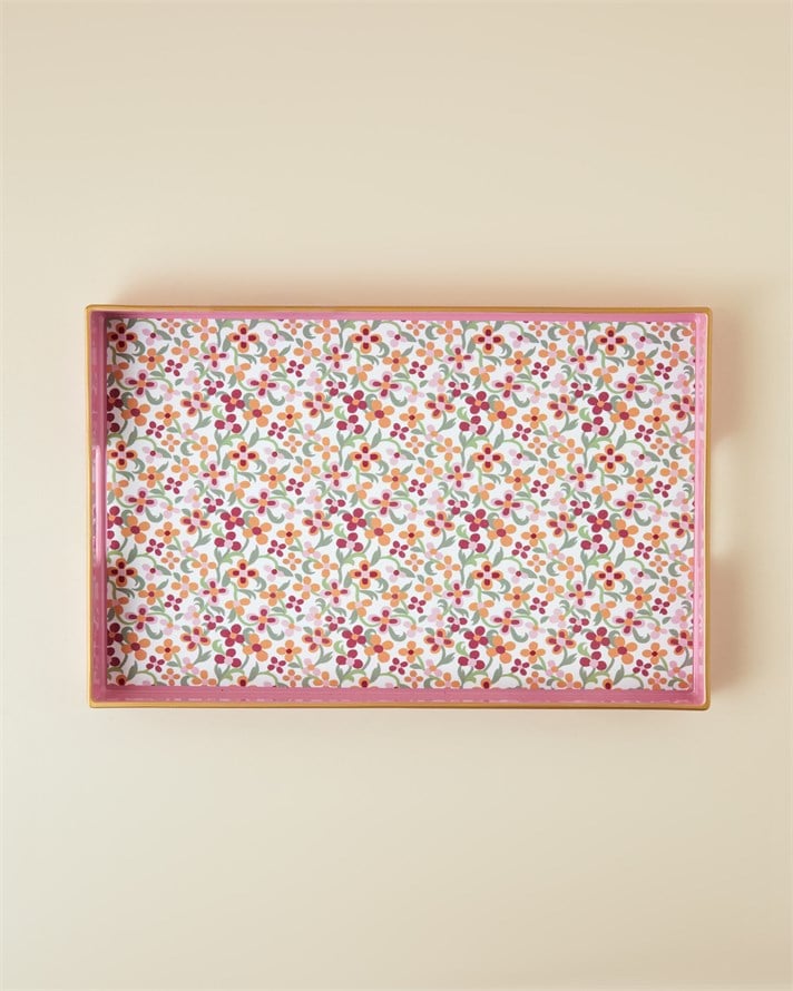 Country Bloom PP Tepsi 40x26 cm Pembe
