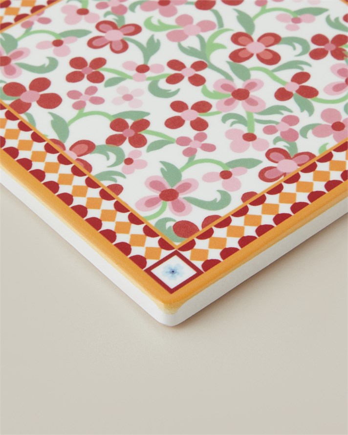 Country Bloom Seramik Bardak Altlığı 11 cm Pembe