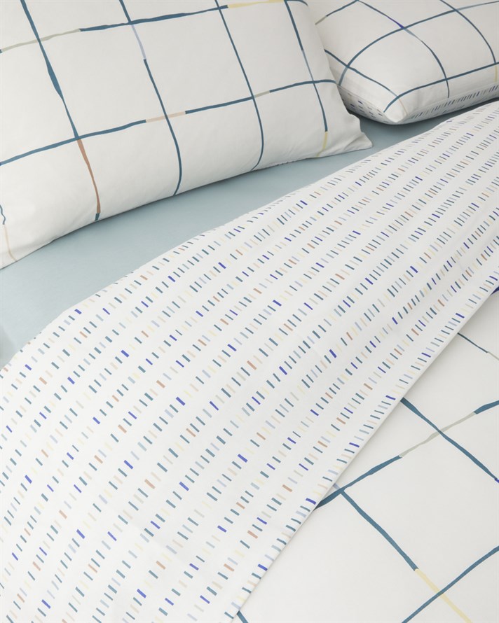 Cozy Check Kolay Ütülenir Çift Kişilik Çarşaflı Nevresim Takımı 200x220 cm Mavi-Sarı