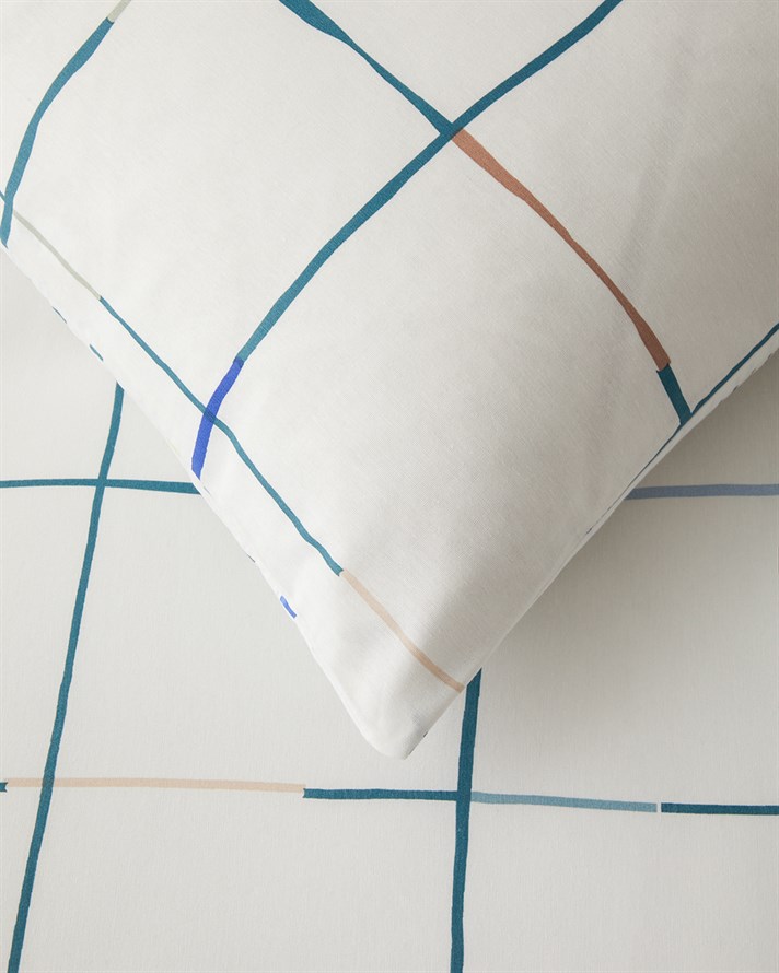 Cozy Check Kolay Ütülenir Tek Kişilik Çarşaflı Nevresim Takımı 160x220 cm Mavi-Sarı