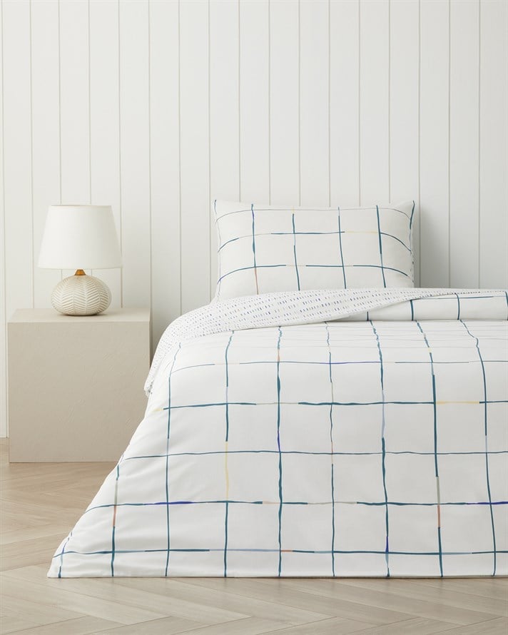 Cozy Check Kolay Ütülenir Tek Kişilik Nevresim Takımı 160x220 cm Mavi-Sarı