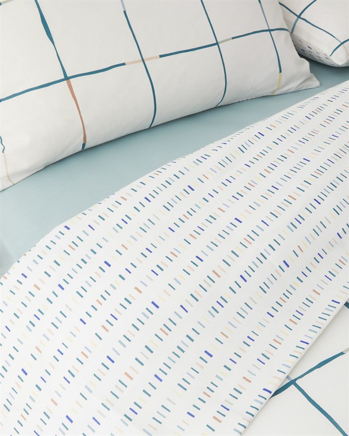 Cozy Check Kolay Ütülenir Tek Kişilik Çarşaflı Nevresim Takımı 160x220 cm Mavi-Sarı