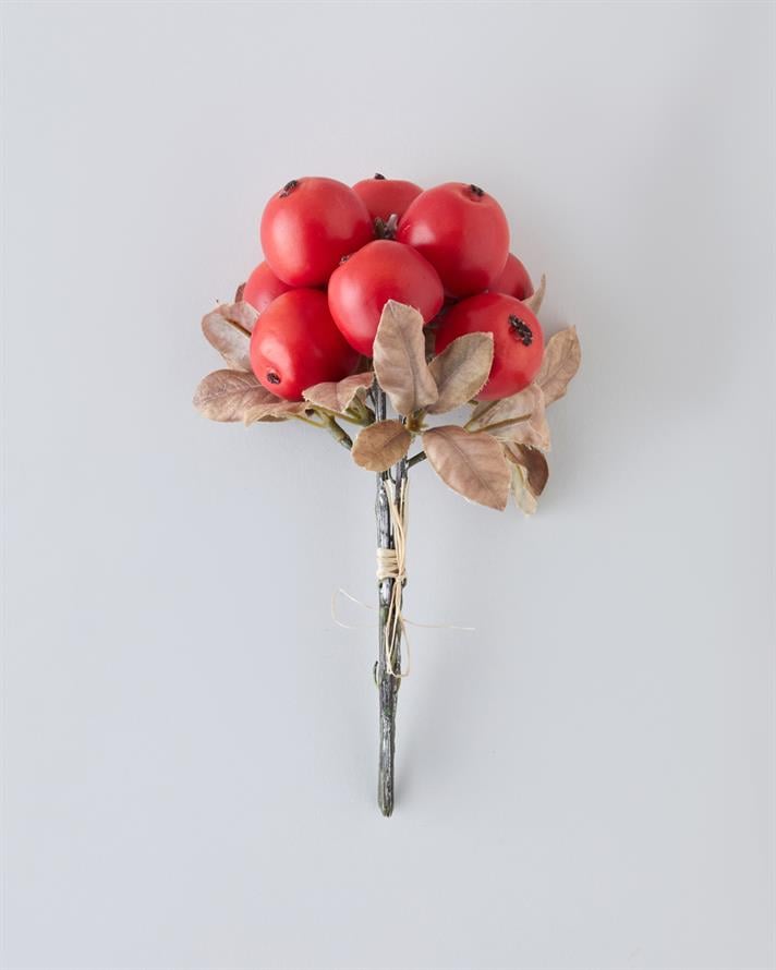 Crabapple Branch Tek Dal Yapay Çiçek 21 cm Kırmızı