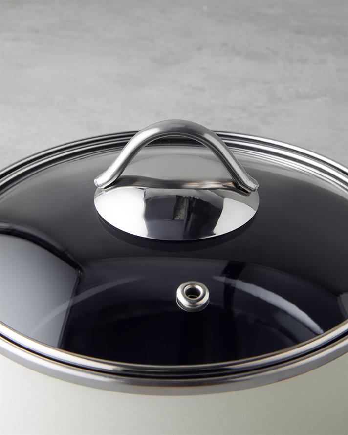 Cremy Emaye 5 Parça Tencere Seti 16 cm Krem