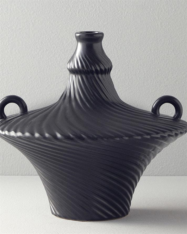 Crown Seramik Vazo Antrasit