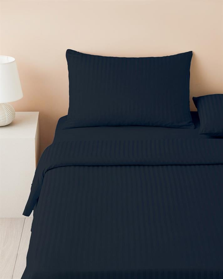 Crystal İpeksi Twill King Size Çarşaflı Nevresim Takımı Gece Mavisi