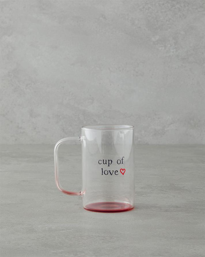 Cup Of Love Cam Kupa 270 ml Kırmızı