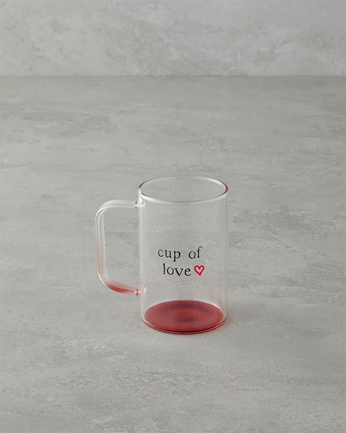 Cup Of Love Cam Kupa 270 ml Kırmızı