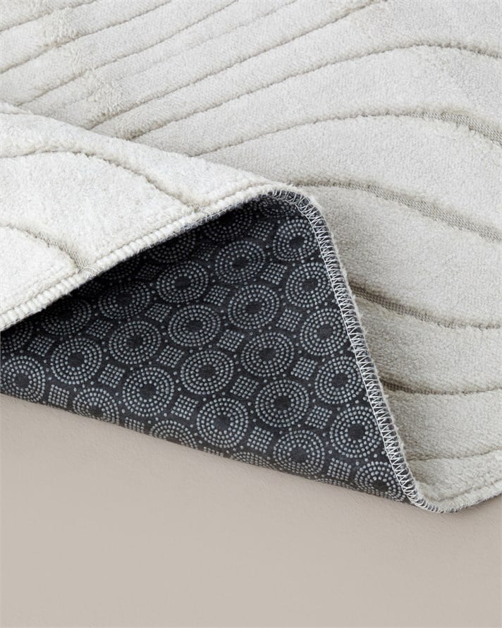 Curveline Kaydırmaz Taban Banyo Paspası Seti 60x100 cm + 50x60 cm Bej