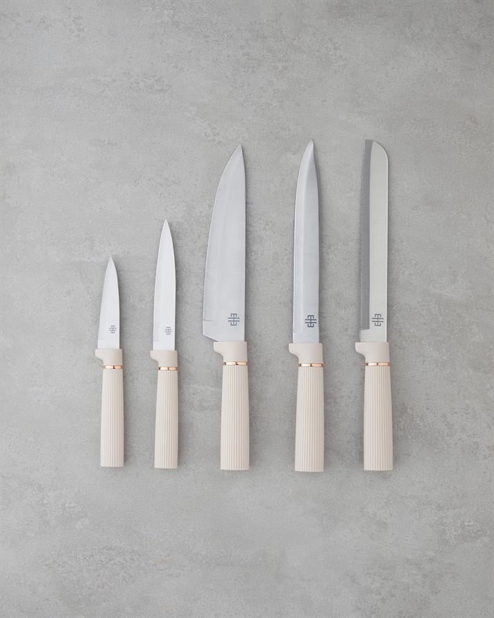 Cut Master , Paslanmaz Çelik 10 parça Kesme Tahtası Bıçak Seti 32x10x23 cm Krem