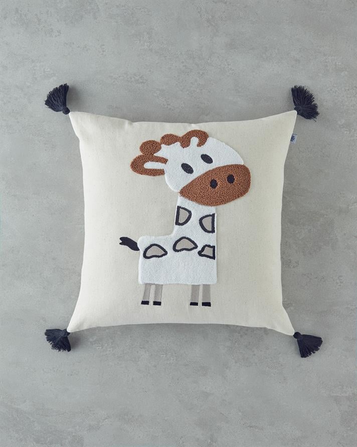 Cute Cow Bebe Dekoratif Kırlent 45x45 cm Ekru