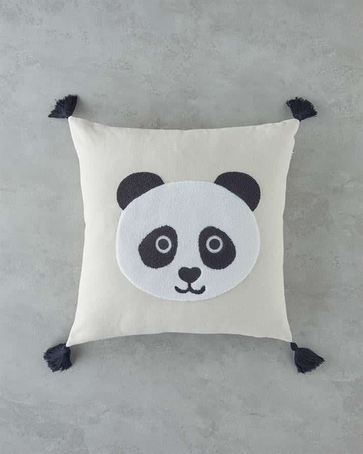 Cute Panda Bebe Dekoratif Kırlent 45x45 cm Ekru
