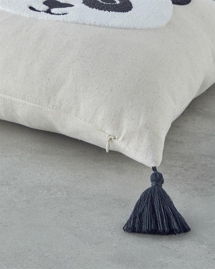 Cute Panda Bebe Dekoratif Kırlent 45x45 cm Ekru