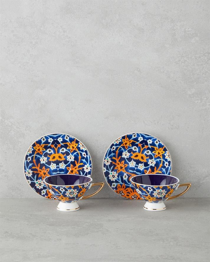 Dahlia New Bone China 4 Parça 2 Kişilik Kahve Fincan Takımı 90 ml Renkli