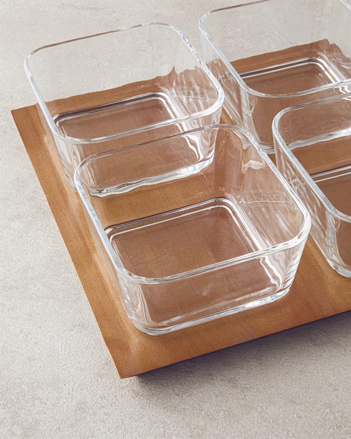 Dainty Ahşap-Cam 5 Parça Sunumluk 10x5 cm Şeffaf