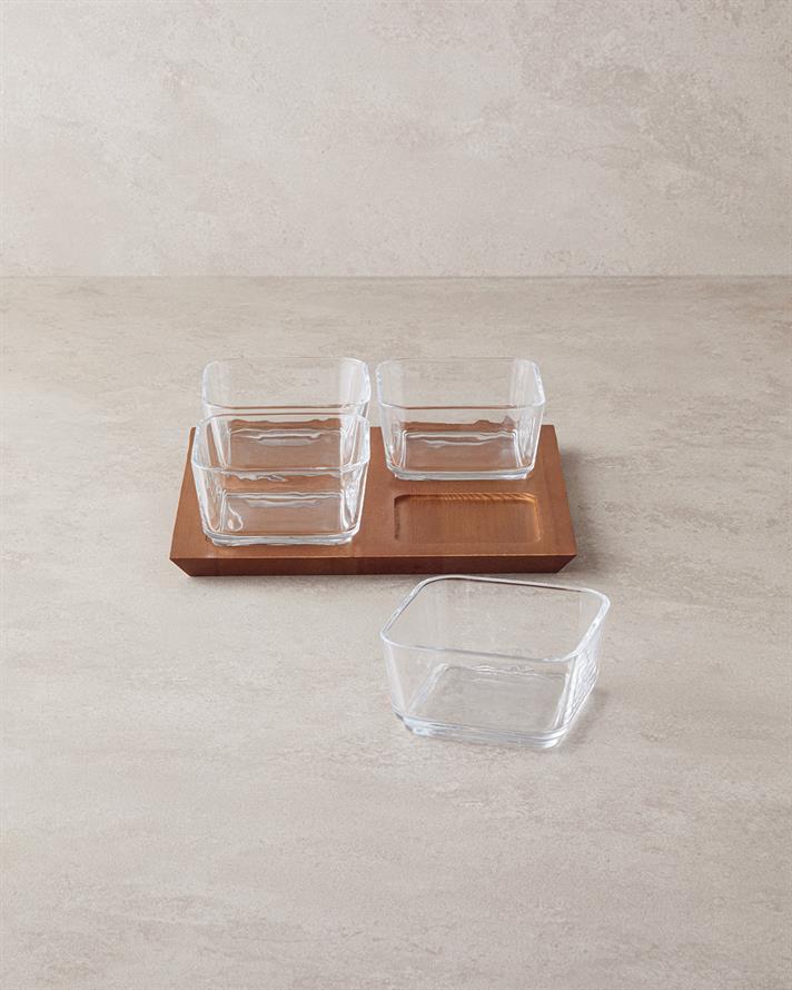Dainty Ahşap-Cam 5 Parça Sunumluk 10x5 cm Şeffaf