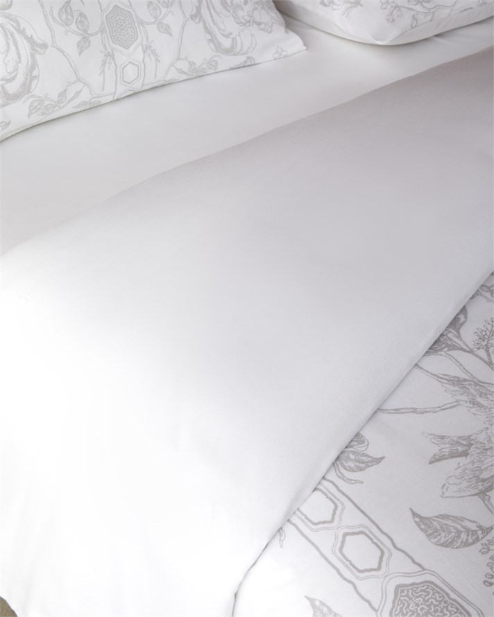 Dainty Bird Pamuk Saten Çift Kişilik Çarşaflı Nevresim Takımı 200x220 cm Gri