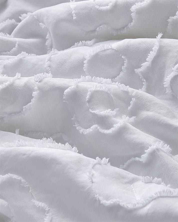 Dainty Bloom Kesmeli Çift Kişilik Yatak Örtüsü Takımı 200x220 cm Beyaz