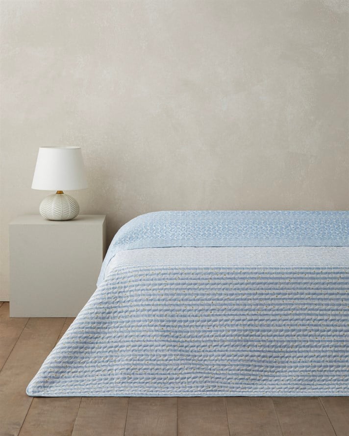 Daisy Kamila Çift Kişilik Çok Amaçlı Örtü 200x220 cm Açık Mavi