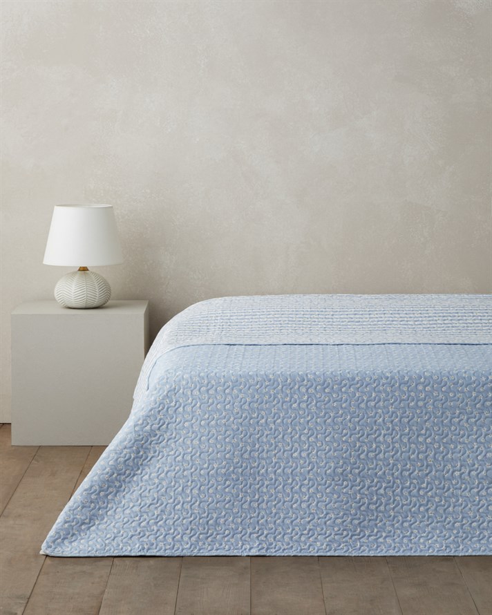 Daisy Kamila Tek Kişilik Çok Amaçlı Örtü 160x220 cm Açık Mavi