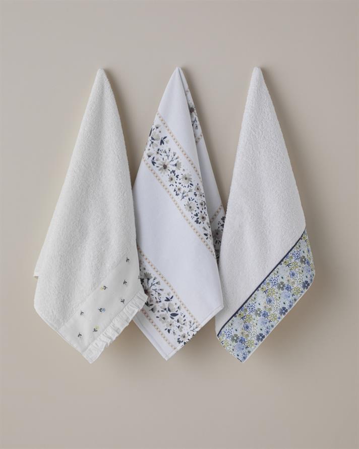 Daisy Line Pamuk Yüz Havlusu 50x80 cm Beyaz