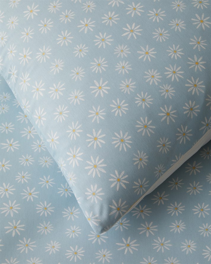 Daisy Nest Kolay Ütülenir Çift Kişilik Çarşaflı Nevresim Takımı 200x220 cm Mavi