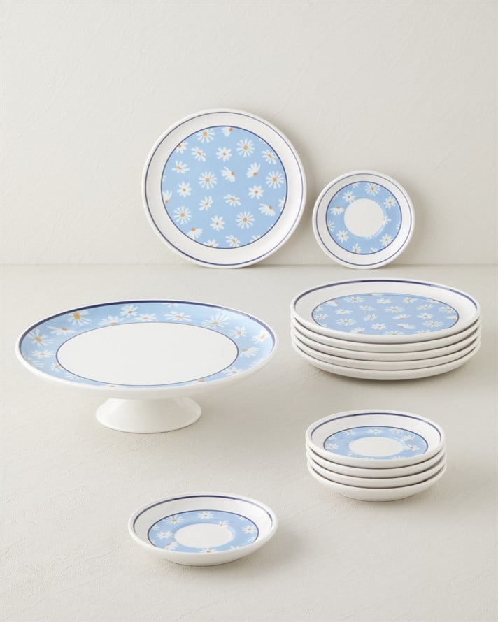 Daisy Seramik Pasta Seti 13 parça 6 kişilik Renkli