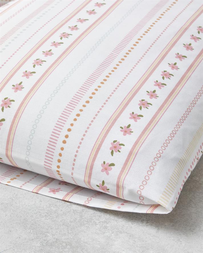 Daisy Stripes Kolay Ütülenir 2li Yastık Kılıfı 50x70 cm Pembe