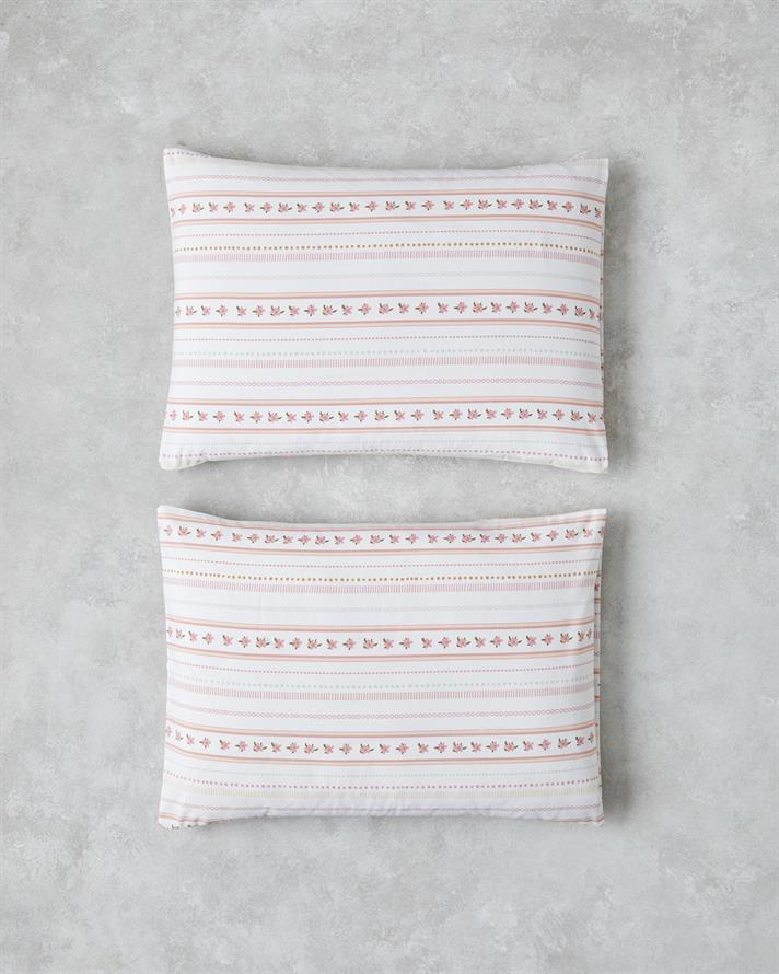 Daisy Stripes Kolay Ütülenir 2li Yastık Kılıfı 50x70 cm Pembe