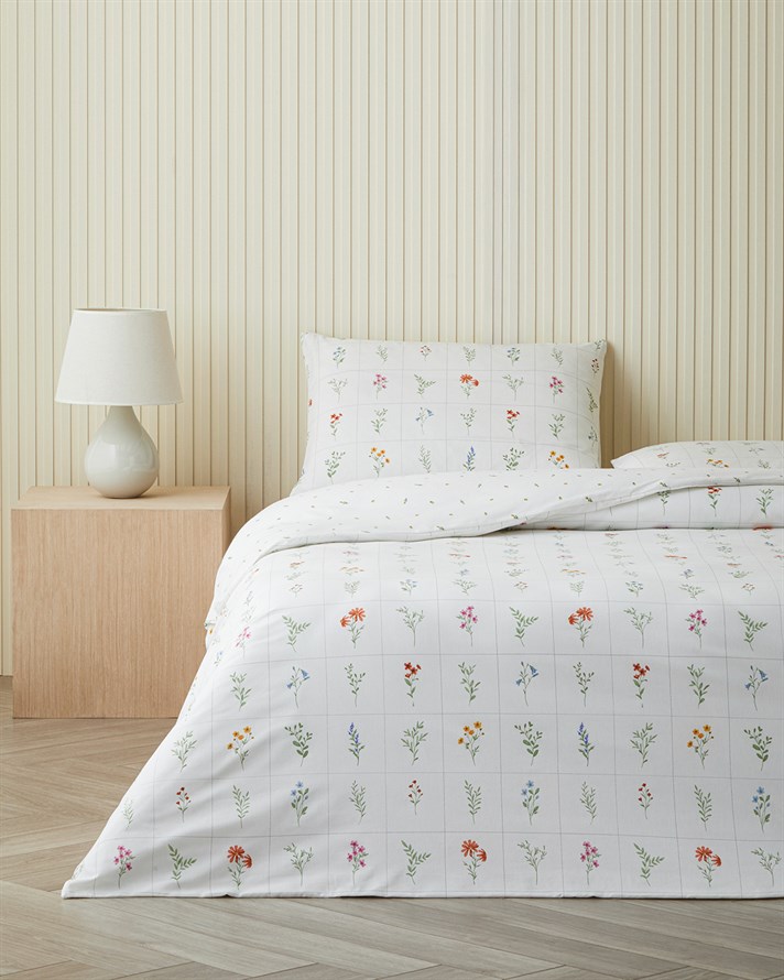 Damada Bloom Kolay Ütülenir Çarşaflı Çift Kişilik Nevresim Takımı 200x220 cm Sarı-Yeşil