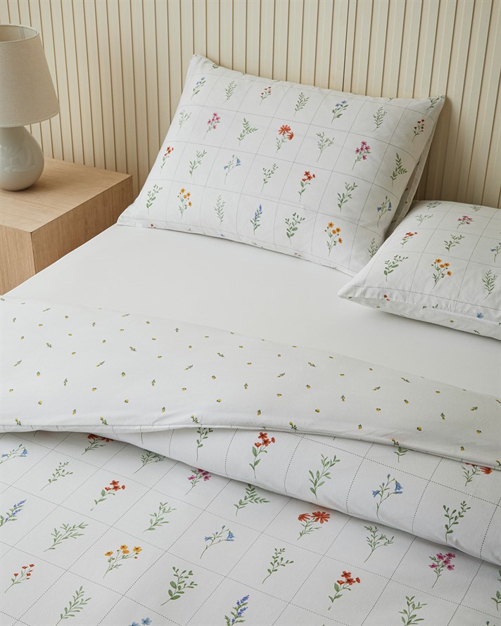 Damada Bloom Kolay Ütülenir Çarşaflı Çift Kişilik Nevresim Takımı 200x220 cm Sarı-Yeşil