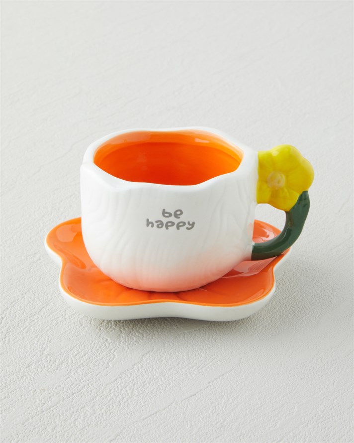 Daylora Dolomite 4 Parça 2 Kişilik Kahve Fincan Takımı 100 ml Turuncu-Sarı